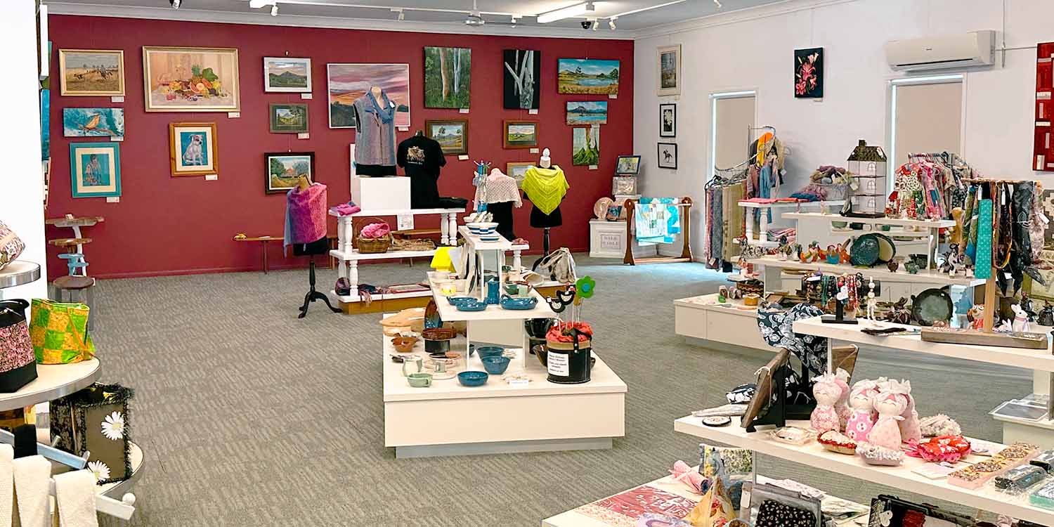 A range of arts and crafts on display in the gallery